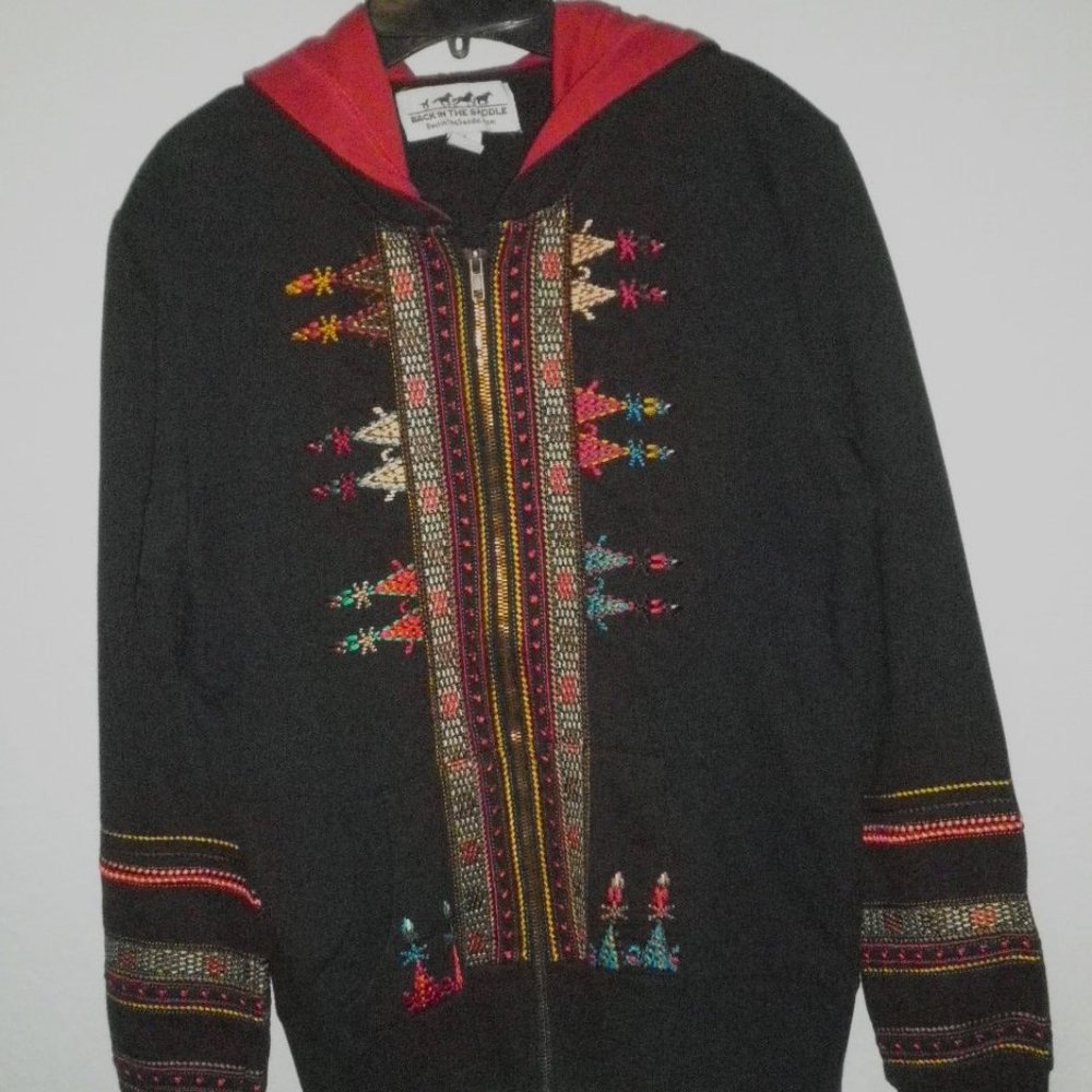 Back In the Saddle Women's Western Rodeo Shirt Large Long Sleeve Hooded